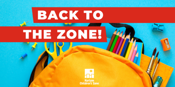 Yellow backpack and pencils on blue background