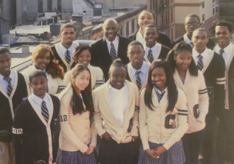 Deondre Coston in a group of students.