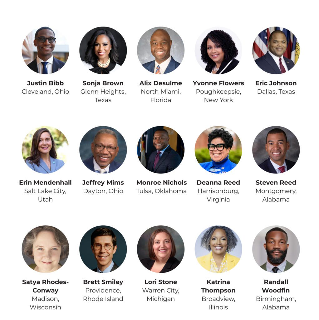 A photo collage of male and female mayors